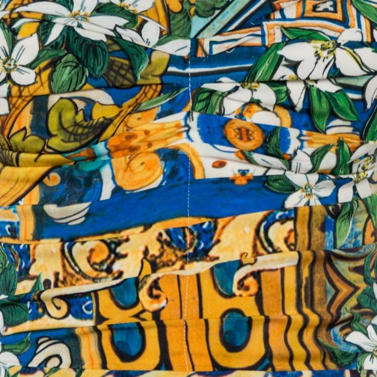 Pre Owned Dolce & Gabbana Multicolor Floral Print Silk Sleeveless Dress S