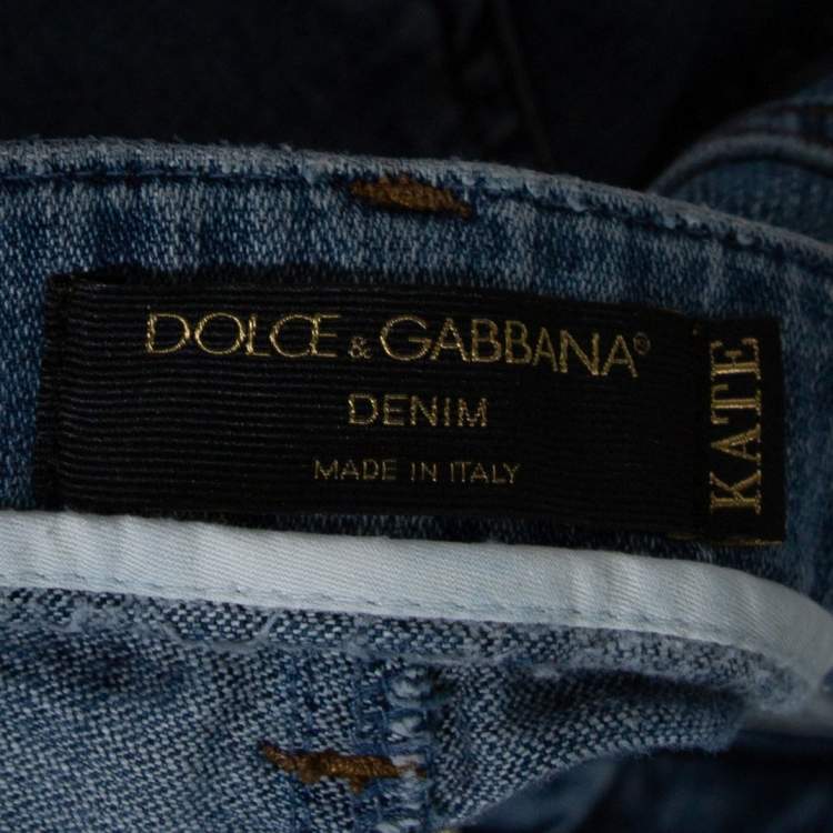 Pre Owned Dolce and Gabbana Blue Denim Kate Jeans XS