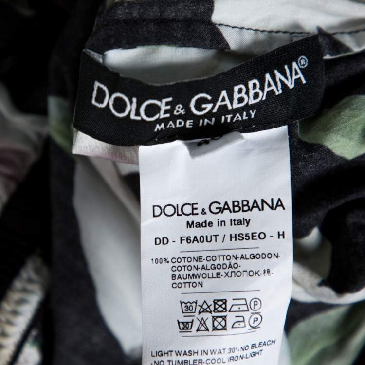 Pre Owned Dolce & Gabbana Cotton Lily Print Off Shoulder Dress S