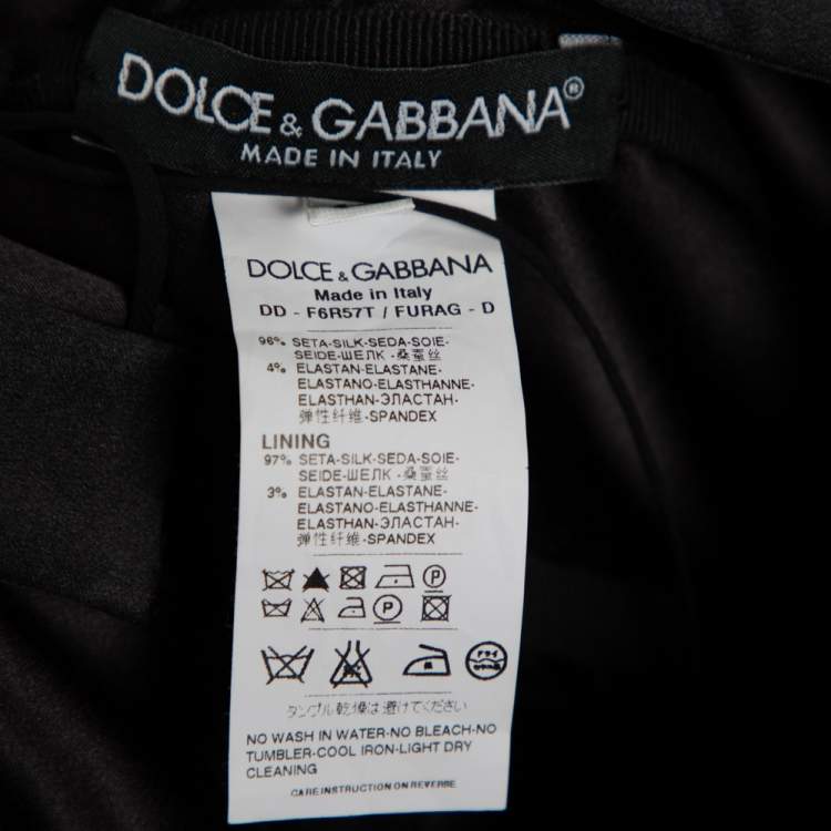 Pre Owned Dolce & Gabbana Black Draped Silk Mini Dress S