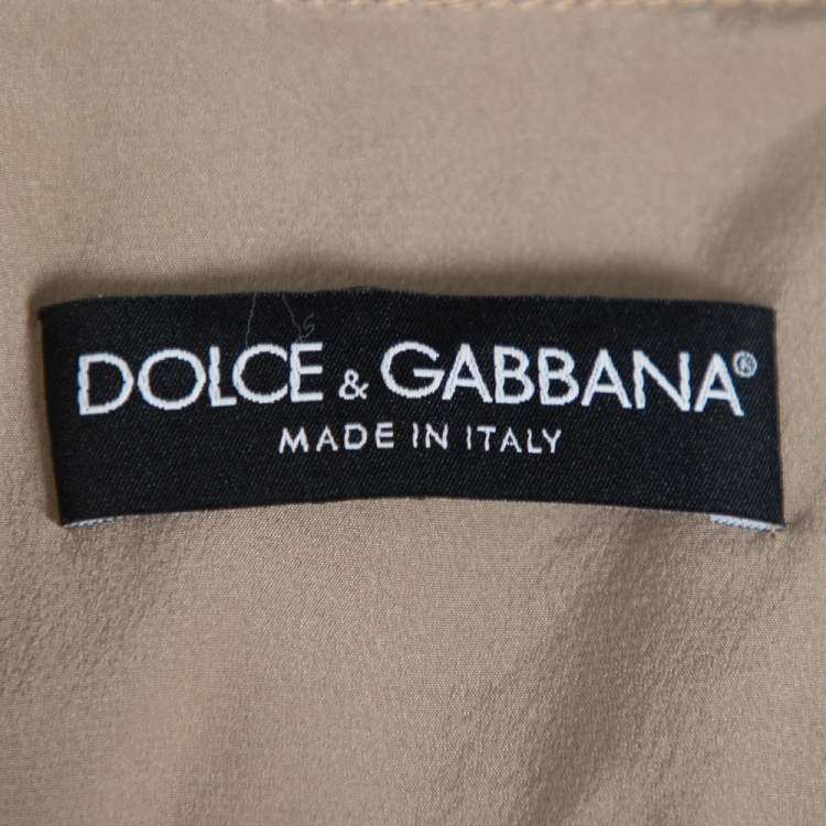 Pre Owned Dolce and Gabbana Olive Green Floral Lace Ruffle Trim Jacket S