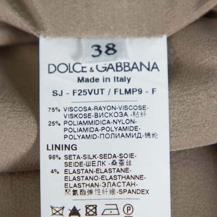 Pre Owned Dolce and Gabbana Olive Green Floral Lace Ruffle Trim Jacket S
