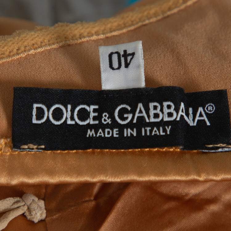 Pre Owned Dolce & Gabbana Gold Satin Corset Top S