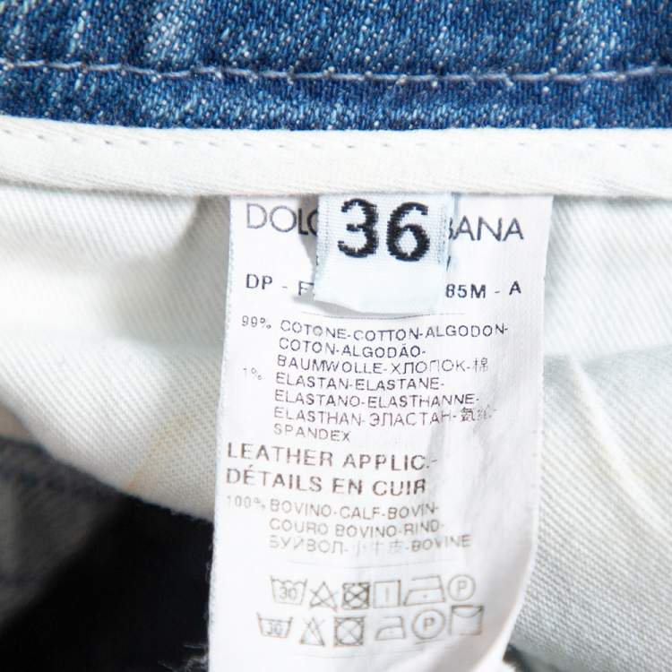 مملوكة مسبقًا Dolce & Gabbana Blue Denim Distressed Jeans XS 