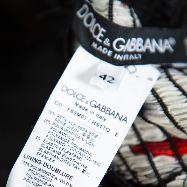 Pre Owned Dolce & Gabbana Multicolor Chiffon Cards Print Corset Detail Jumpsuit M