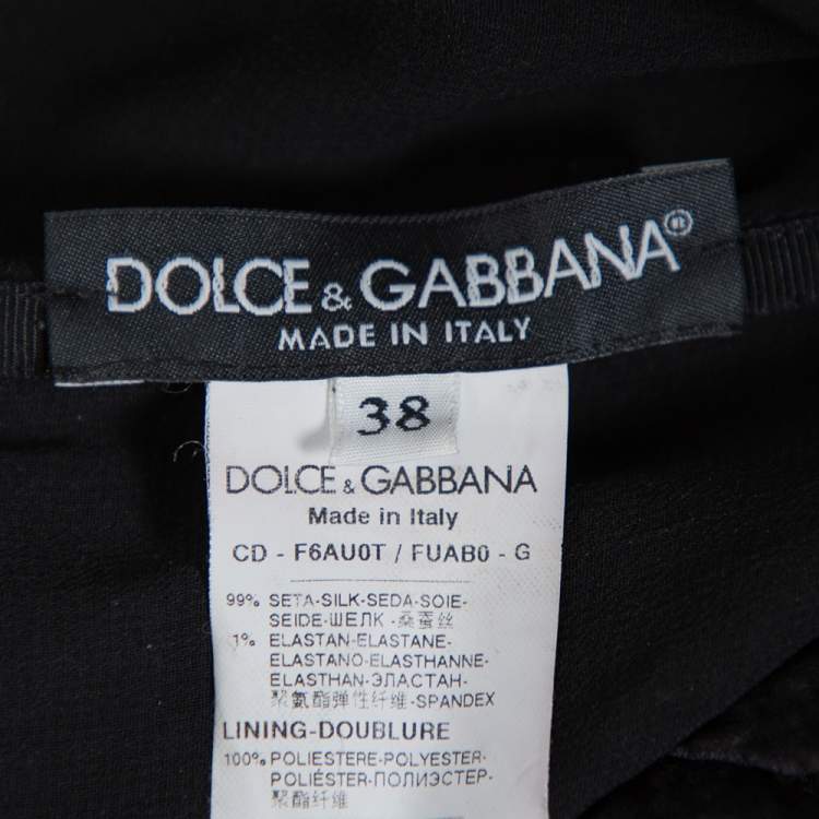 Pre Owned Dolce & Gabbana Black Textured Silk Corset Detail Flared Midi Dress S