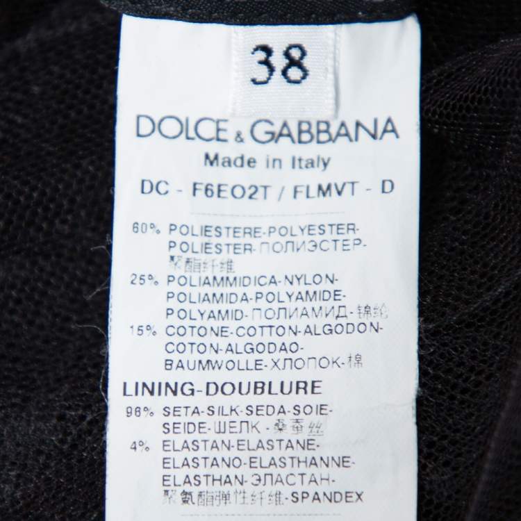Pre Owned Dolce & Gabbana Black Tulle Ruffle Lace Detail Flared Maxi Dress S