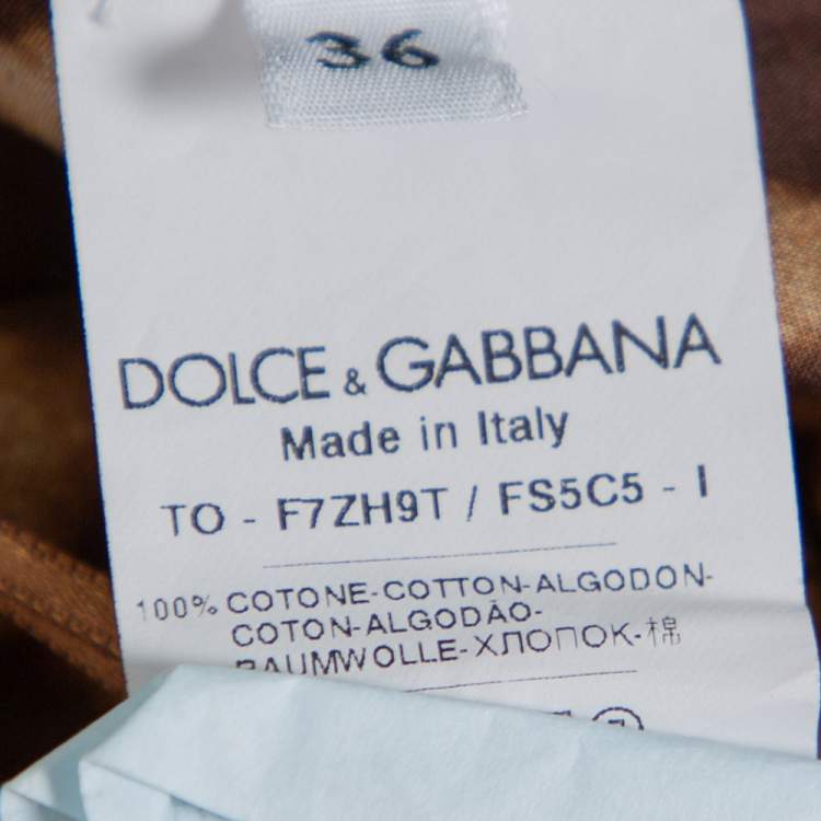 Pre Owned Dolce & Gabbana Brown Leopard Print Cotton Off Shoulder Blouse XS