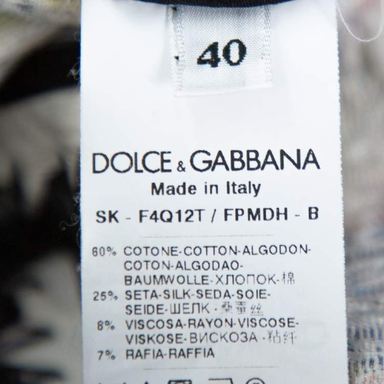 Pre Owned Dolce & Gabbana Multicolor Floral Printed Jacquard Pleated Midi Skirt S 