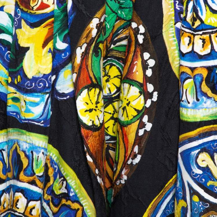 Pre Owned Dolce & Gabbana Multicolor Floral Printed Jacquard Pleated Midi Skirt S 