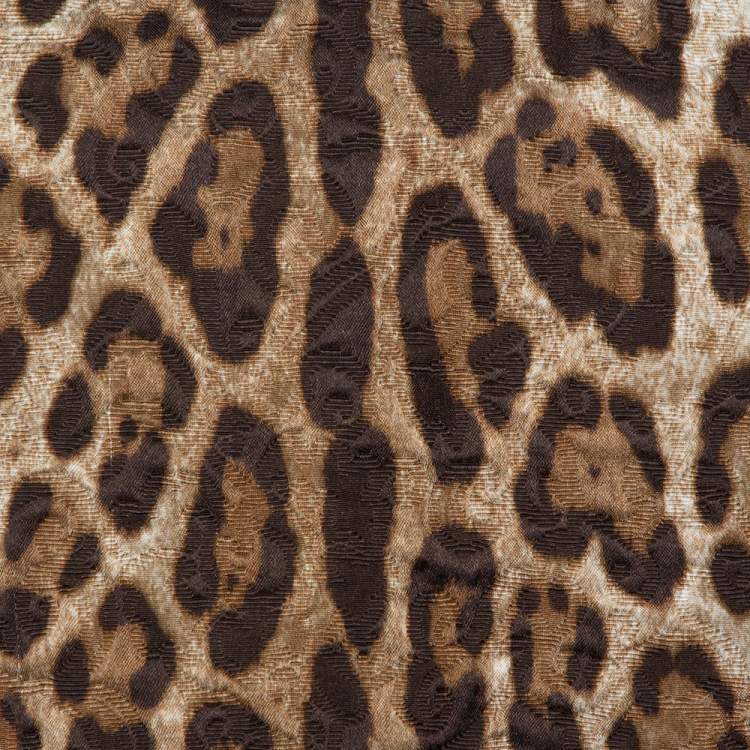 Pre Owned Dolce and Gabbana Brown Leopard Print Jacquard Boxy Fit Blouse S