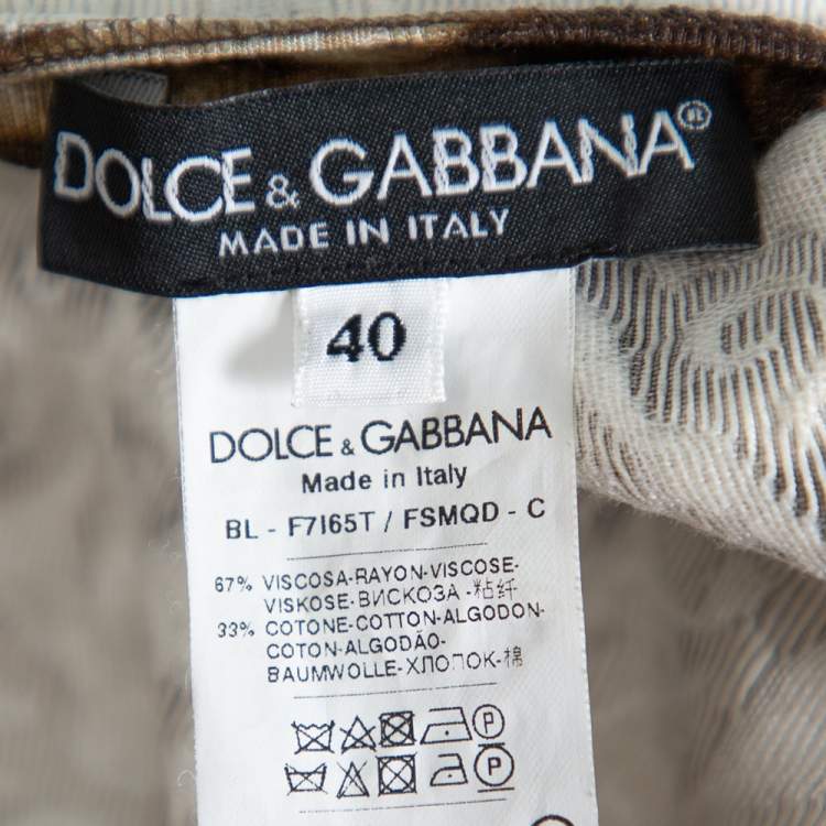 Pre Owned Dolce and Gabbana Brown Leopard Print Jacquard Boxy Fit Blouse S