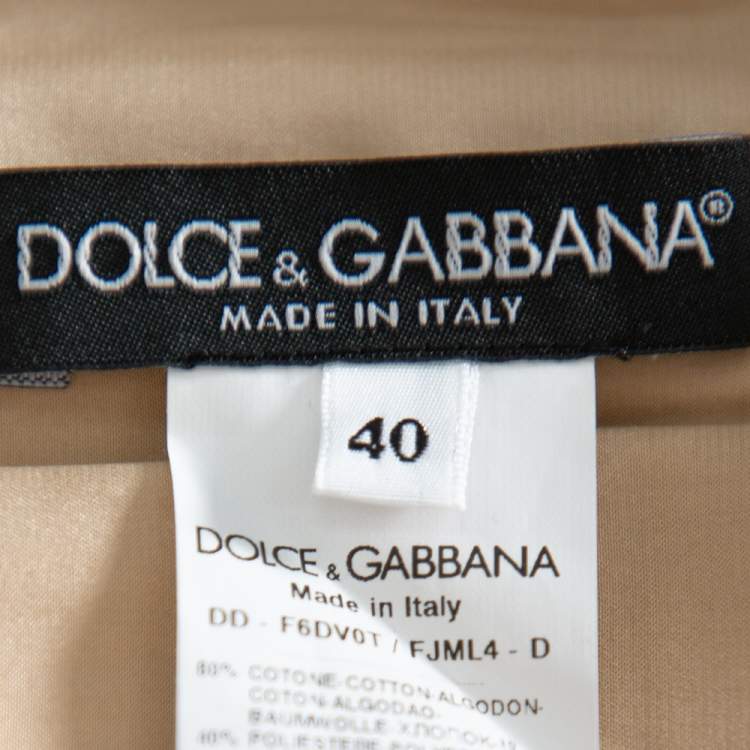 Pre Owned Dolce & Gabbana Beige Textured Cotton Sleeveless Sheath Dress S
