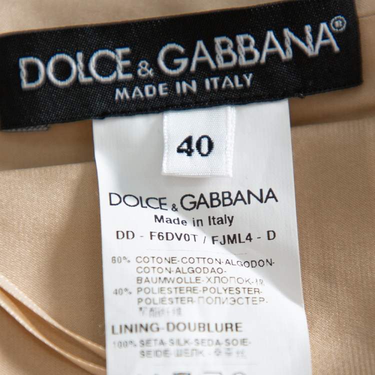 Pre Owned Dolce & Gabbana Beige Textured Cotton Sleeveless Sheath Dress S