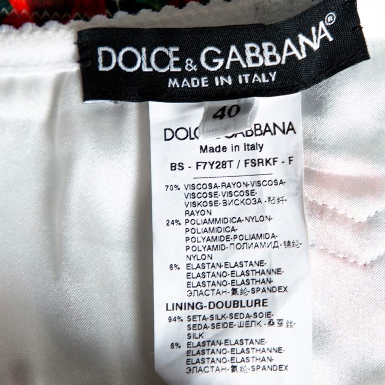 Pre Owned Dolce & Gabbana Hydrangea Printed Crepe & Paneled Lace Cropped Top & Skirt Set S