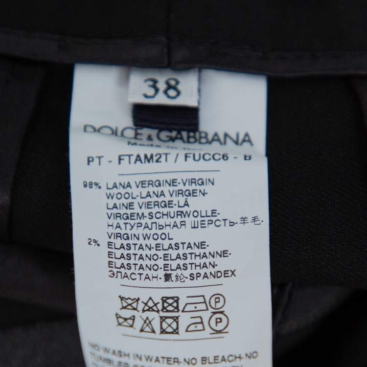 Pre Owned Dolce & Gabbana Black Wool Crepe High Waist Trousers S