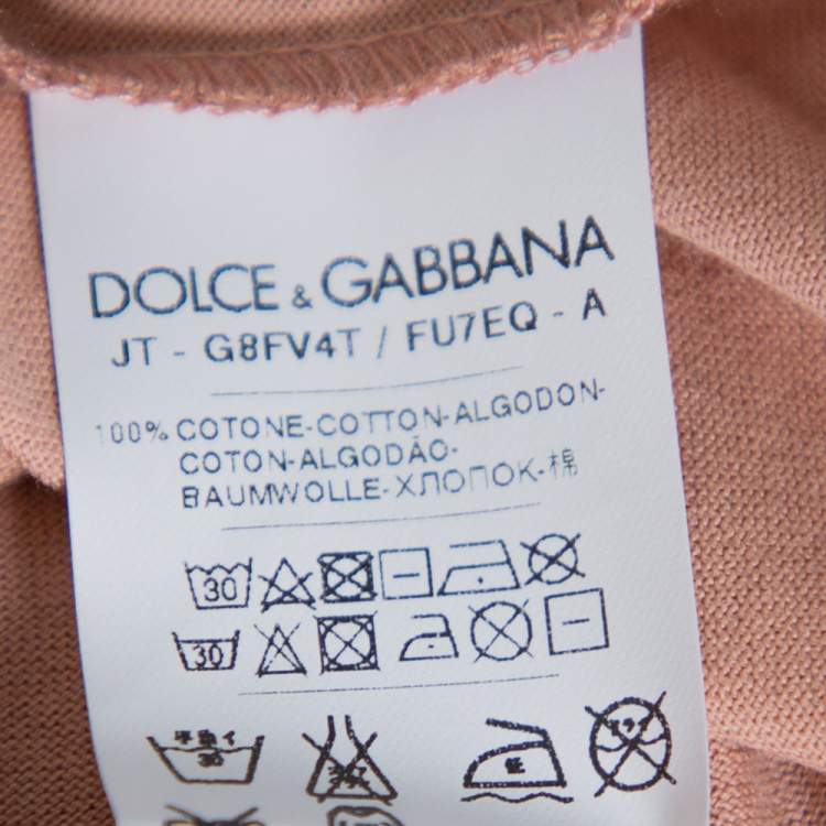 Pre Owned Dolce & Gabbana Salmon Pink Cotton Crewneck T Shirt L
