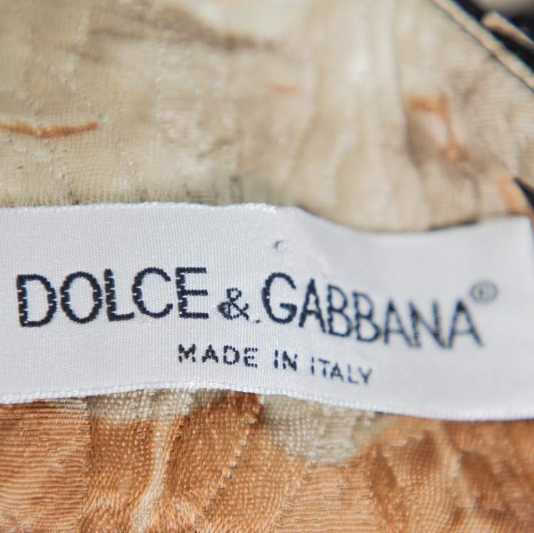 Pre Owned Dolce & Gabbana Vintage Black Floral Printed Jacquard Sheath Dress M