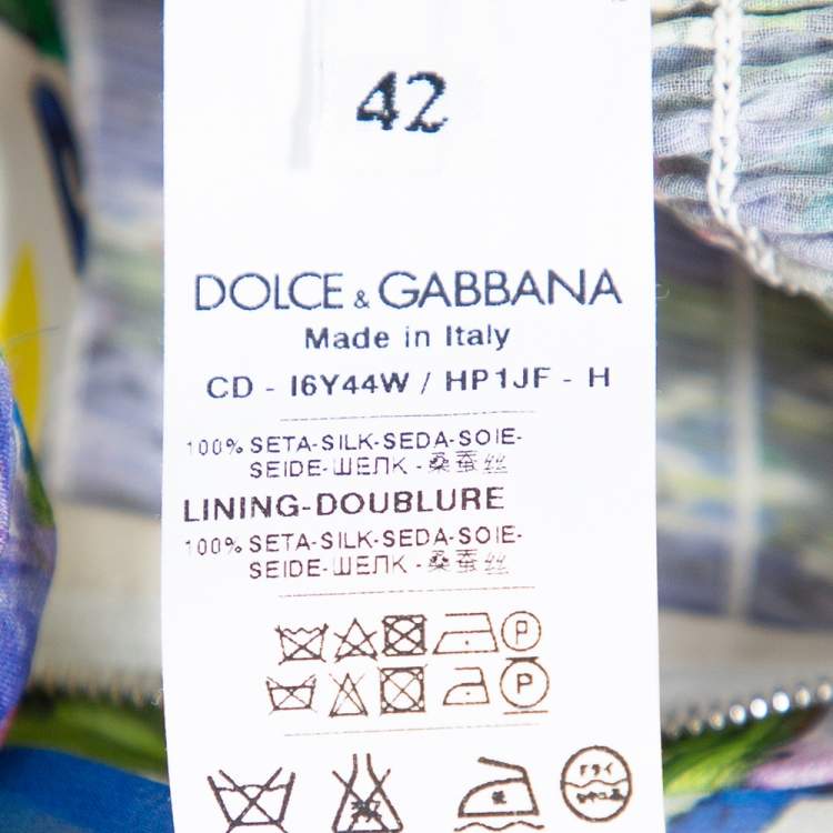 Pre Owned Dolce & Gabbana Multicolor Floral Printed Chiffon Smocked Detail Maxi Dress M