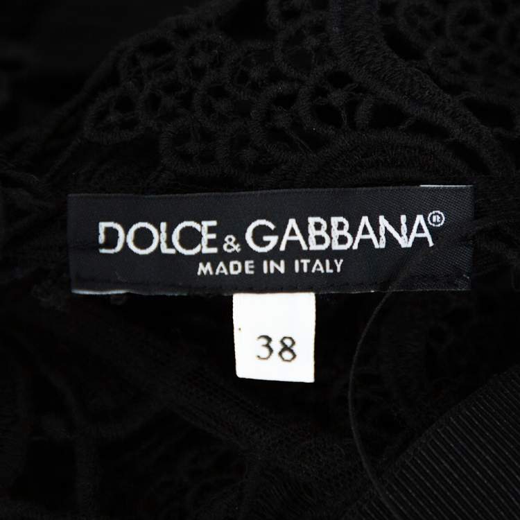 Pre Owned Dolce & Gabbana Black Guipure Lace Sheath Dress M