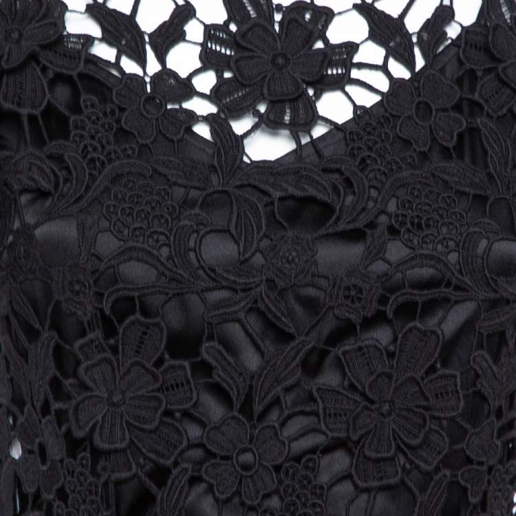 Pre Owned Dolce & Gabbana Black Guipure Lace Sheath Dress M
