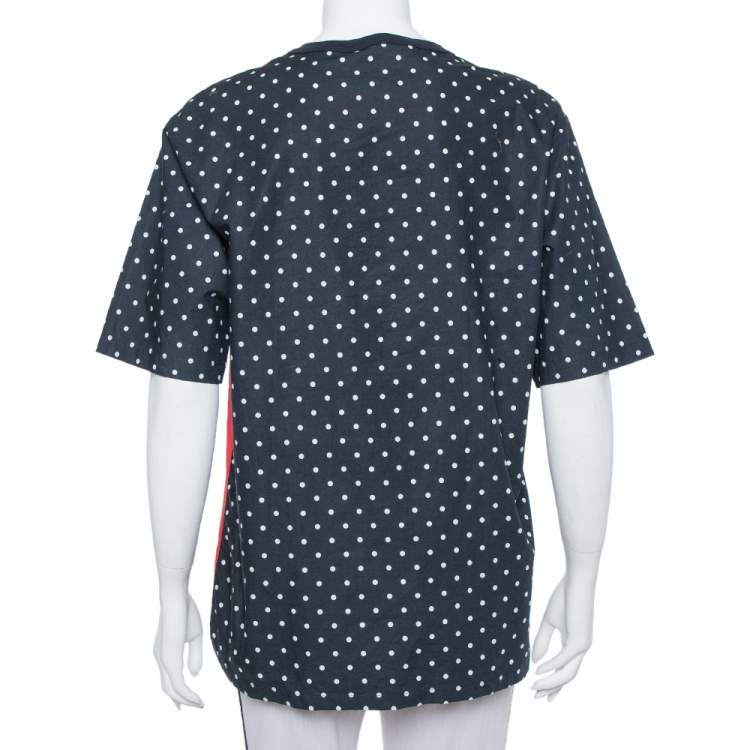 Pre Owned Dolce & Gabbana Capri Navy Blue Cotton Multiprint Crewneck Boxy Top S