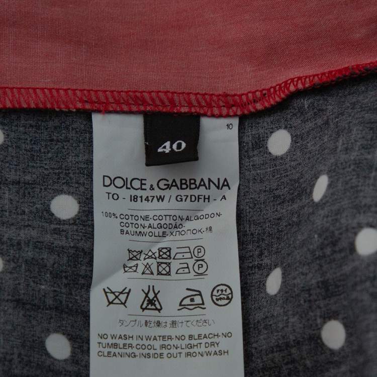 Pre Owned Dolce & Gabbana Capri Navy Blue Cotton Multiprint Crewneck Boxy Top S