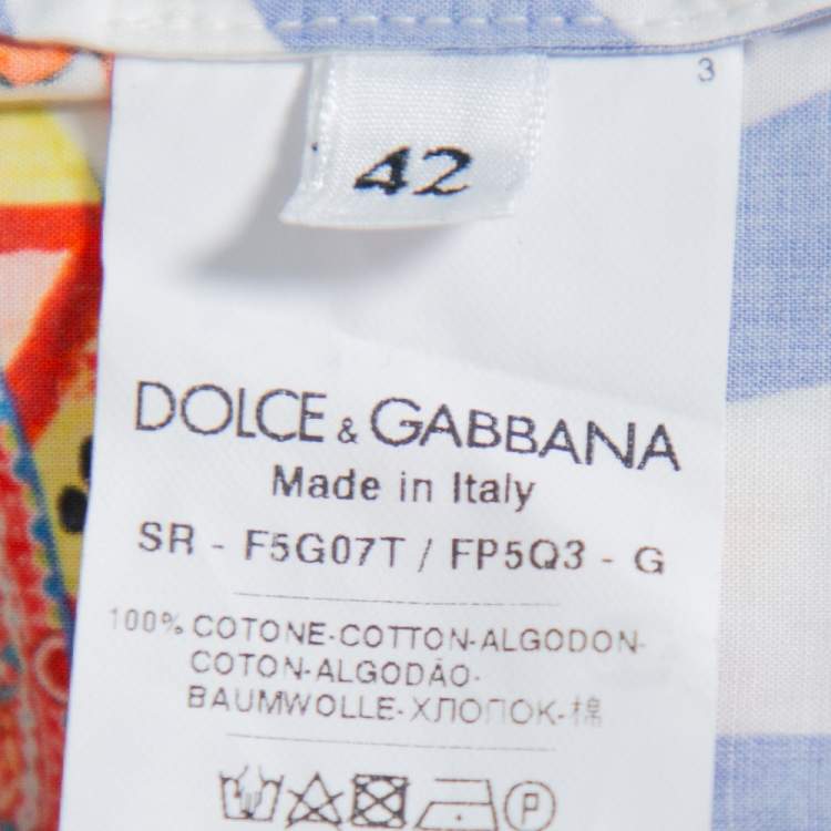 Pre Owned Dolce & Gabbana Multicolor Carretto Siciliano Print Cotton Cropped Shirt M
