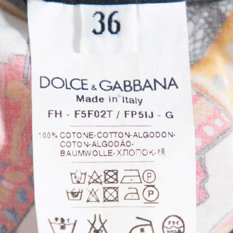 Pre Owned Dolce and Gabbana Multicolor Floral Fans Printed Cotton Poplin Shirt XS