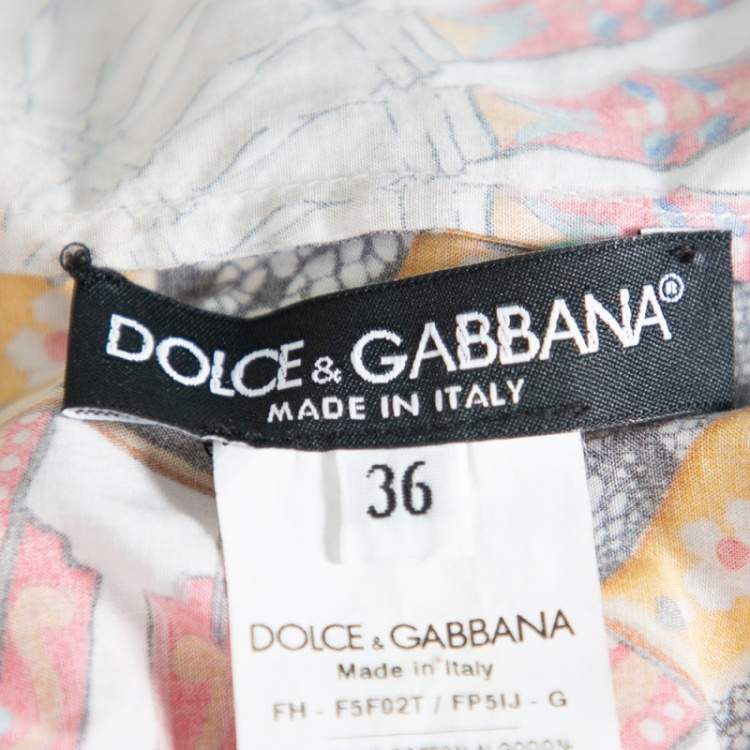 Pre Owned Dolce and Gabbana Multicolor Floral Fans Printed Cotton Poplin Shirt XS