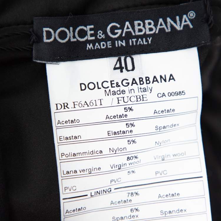 Pre Owned Dolce & Gabbana Black Corset Detail Wool Midi Dress S