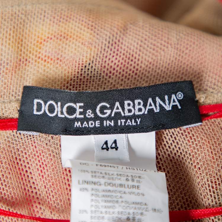 Pre Owned Dolce & Gabbana Red Floral Print Silk One Shoulder Gown M