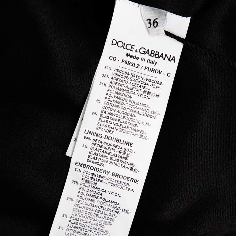 Pre Owned Dolce & Gabbana Black Crepe Lace Detail Fashion Devotion Dress XS