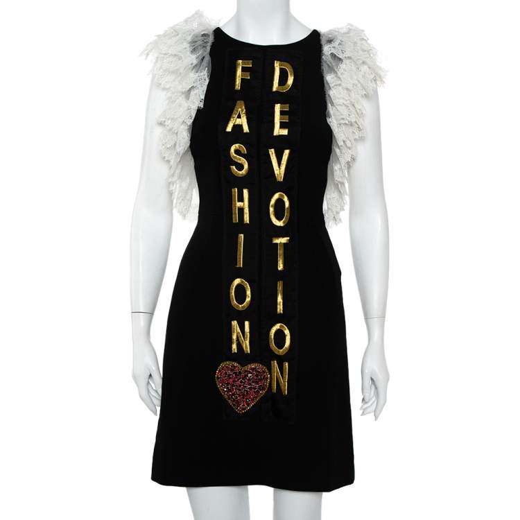 Dolce & Gabbana Black Crepe Lace Detail Fashion Devotion Dress XS Dolce &  Gabbana | The Luxury Closet