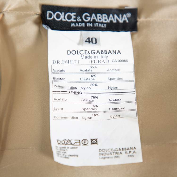 Pre Owned Dolce & Gabbana Beige Satin Bustier Dress S