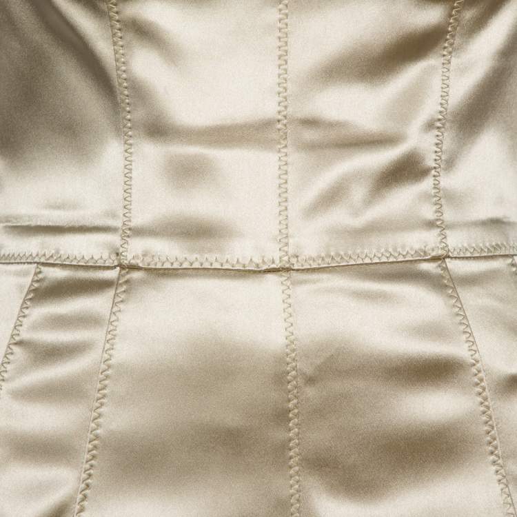 Pre Owned Dolce & Gabbana Beige Satin Bustier Dress S