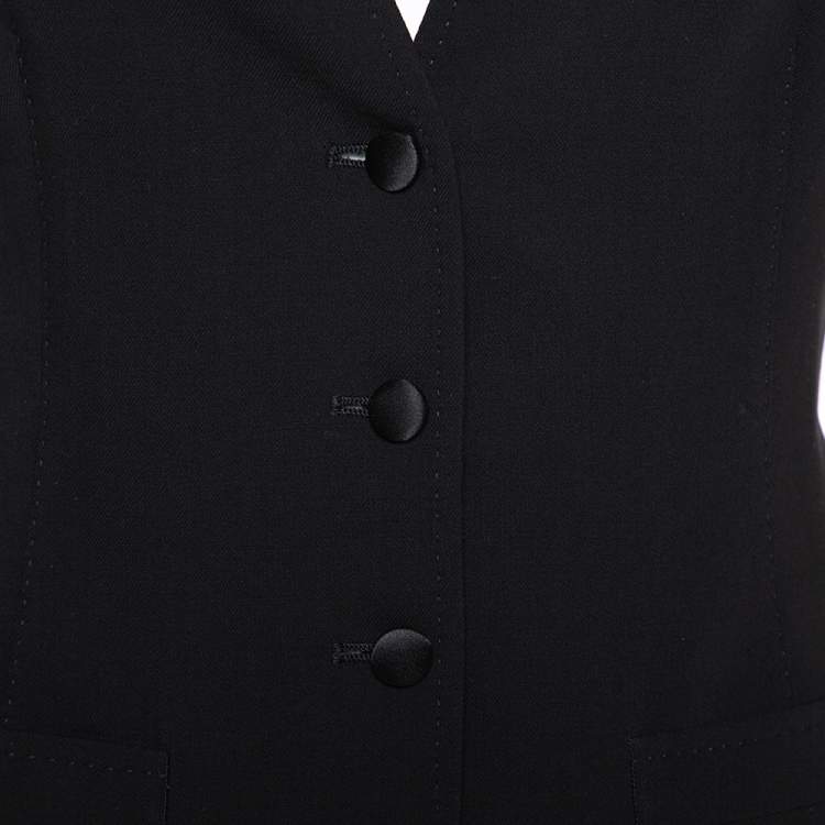 مملوكة مسبقًا Dolce & Gabbana Black & Purple Wool Animal Printed Button Front Sleeveless Vest S
