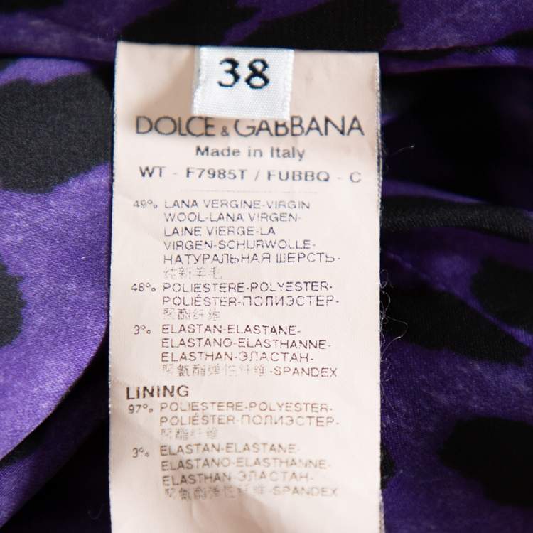 مملوكة مسبقًا Dolce & Gabbana Black & Purple Wool Animal Printed Button Front Sleeveless Vest S