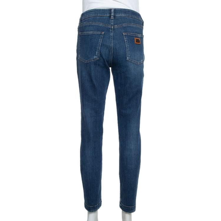 Pre Owned Dolce & Gabbana Navy Blue Denim Slim Fit Kate Jeans L