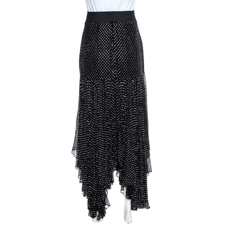 Pre Owned Dolce & Gabbana Black Crystal Embellished Silk Asymmetrical Hem Skirt S