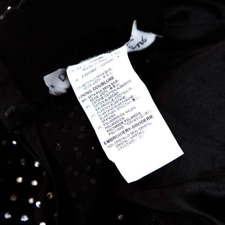 Pre Owned Dolce & Gabbana Black Crystal Embellished Silk Asymmetrical Hem Skirt S