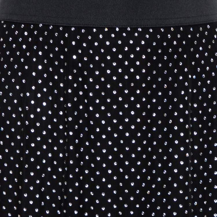 Pre Owned Dolce & Gabbana Black Crystal Embellished Silk Asymmetrical Hem Skirt S