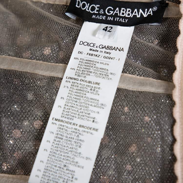 Pre Owned Dolce & Gabbana Silver Tulle Crystal Embellished Mermaid Evening Gown M