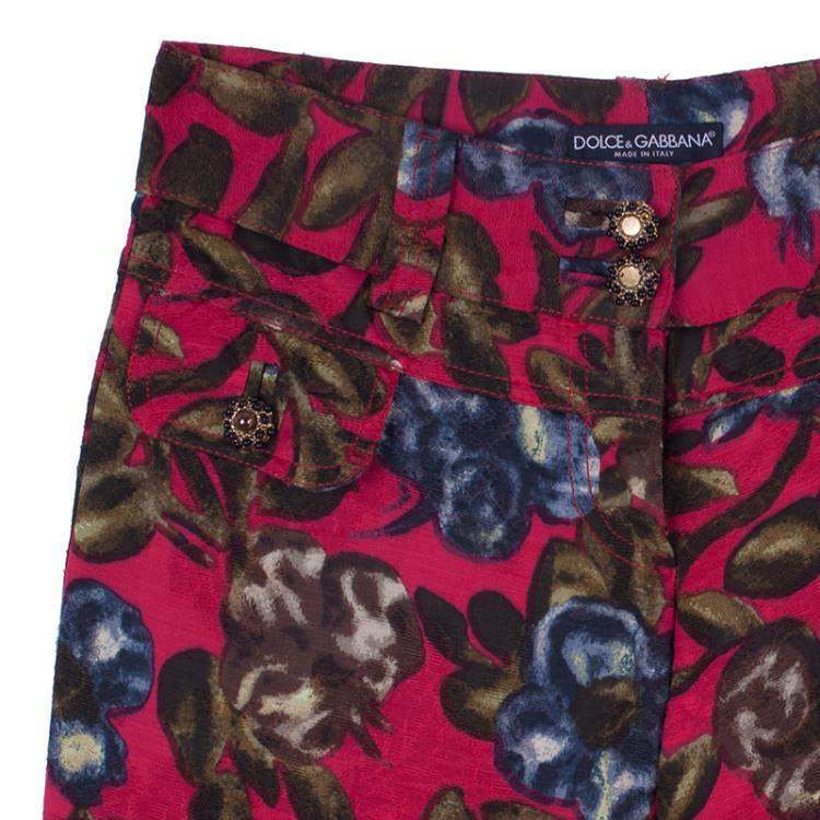 Pre Owned Dolce & Gabbana Floral Print Pants S