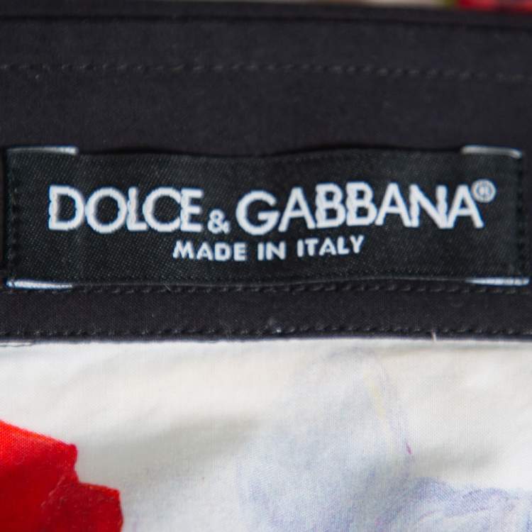 Pre Owned Dolce & Gabbana Multicolor Floral Printed Cotton Contrast Trim Detail Shirt M