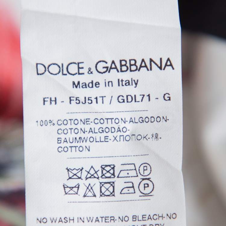 Pre Owned Dolce & Gabbana Multicolor Floral Printed Cotton Contrast Trim Detail Shirt M