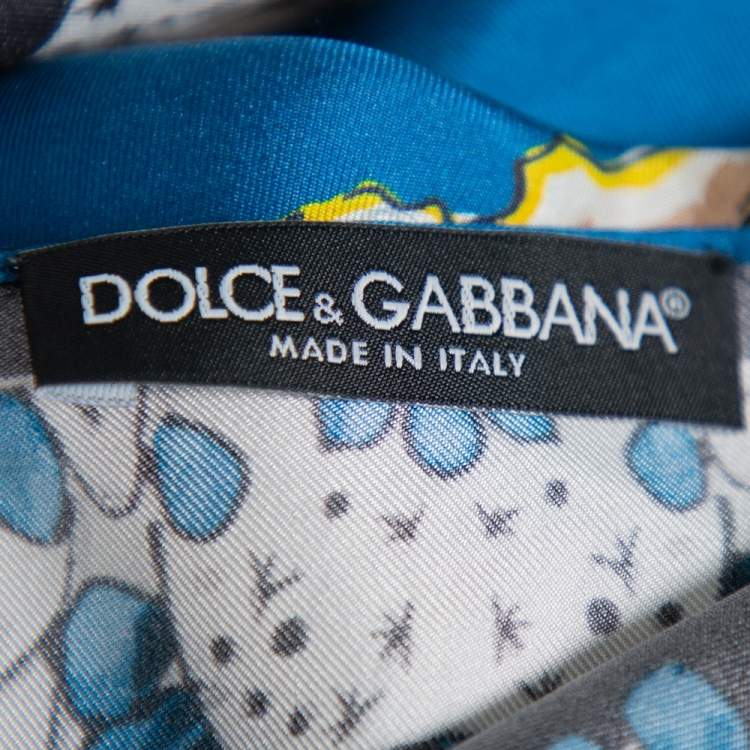 Pre Owned Dolce & Gabbana Multicolor Isole Eolie Printed Silk Oversized Top S
