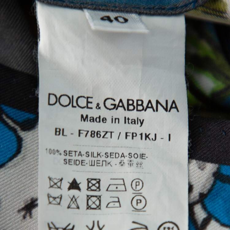 Pre Owned Dolce & Gabbana Multicolor Isole Eolie Printed Silk Oversized Top S