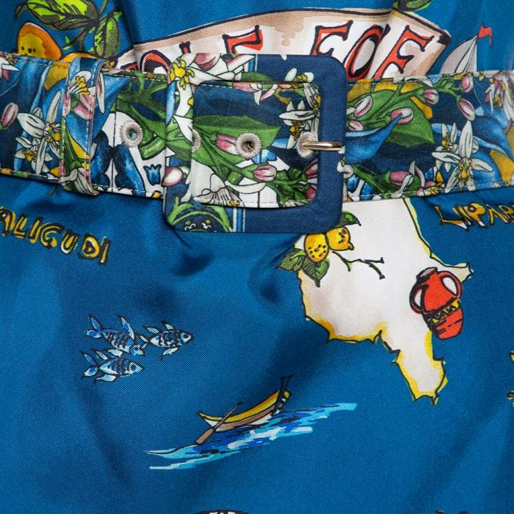 Pre Owned Dolce & Gabbana Multicolor Isole Eolie Printed Silk Oversized Top S