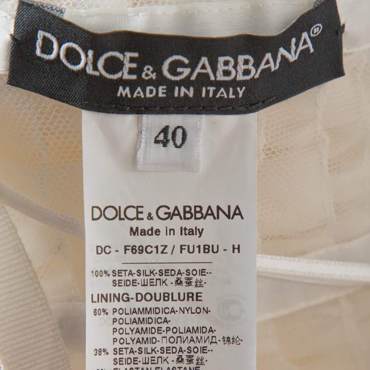 Pre Owned Dolce & Gabbana White Ruffled Silk Embellished Belt Detail Wedding Gown S